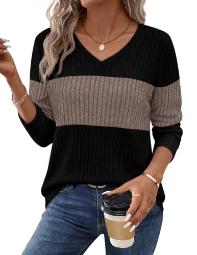 WIHOLL Long Sleeve V Neck Shirts - Many Colors  Deal