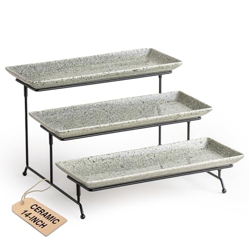 14" 3-Tier LAUCHUH Porcelain Serving Trays & Stand Deal