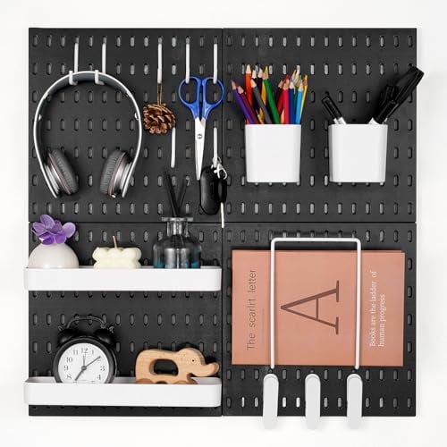 VEVOR 4 Pack 11" x 11" Plastic Pegboard Combination Kit, Black