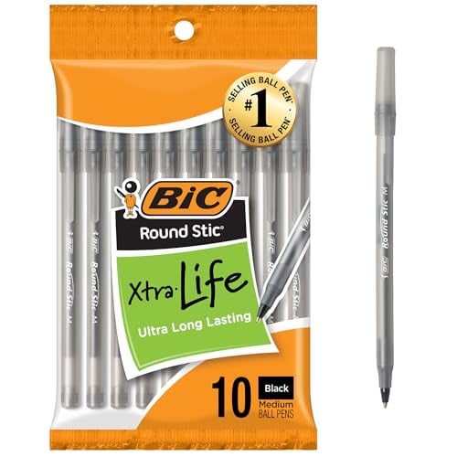 BIC Round Stic Ballpoint Pens, Medium Point, 1.0mm, 10-Count Deal
