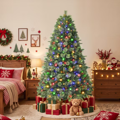 Lolsea 6.5' Pre-Lit Pine Artificial Christmas Tree