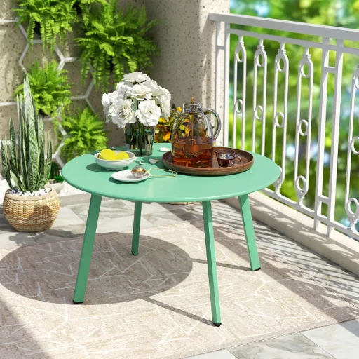 Cera 27.5'' Outdoor Round Steel Coffee Table Deal