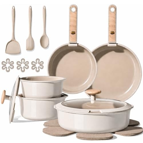 CAROTE Ceramic Pots and Pans Set, 19 Pcs Deal