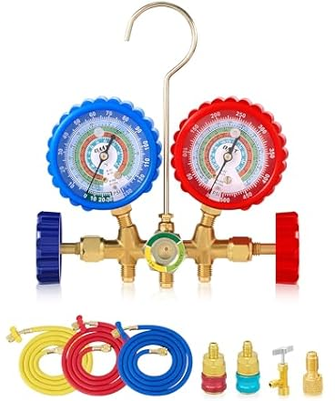 Orion Motor Tech AC Manifold Gauge Set With Hoses, Adapters, Can Tap