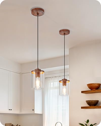 EDISHINE Farmhouse Pendant Lights 2-Pack