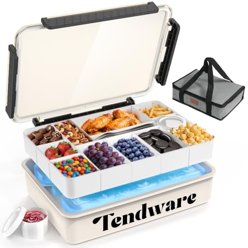 Chilled Snackle Box with Ice Pack, Divided Tray, Clear Lid & Bag Deal