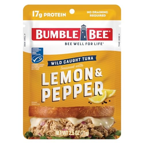 Bumble Bee Wild Caught Ready to Eat Seasoned Tuna Pouch 2.5-oz (Lemon & Pepper, Spicy Thai Chili)