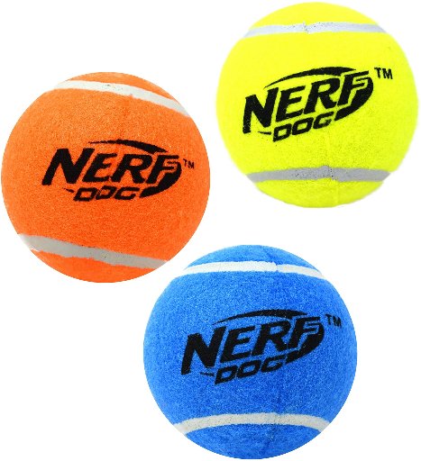 3 Pack of Nerf Dog Squeak Tennis Ball Dog Toys,  2.5"