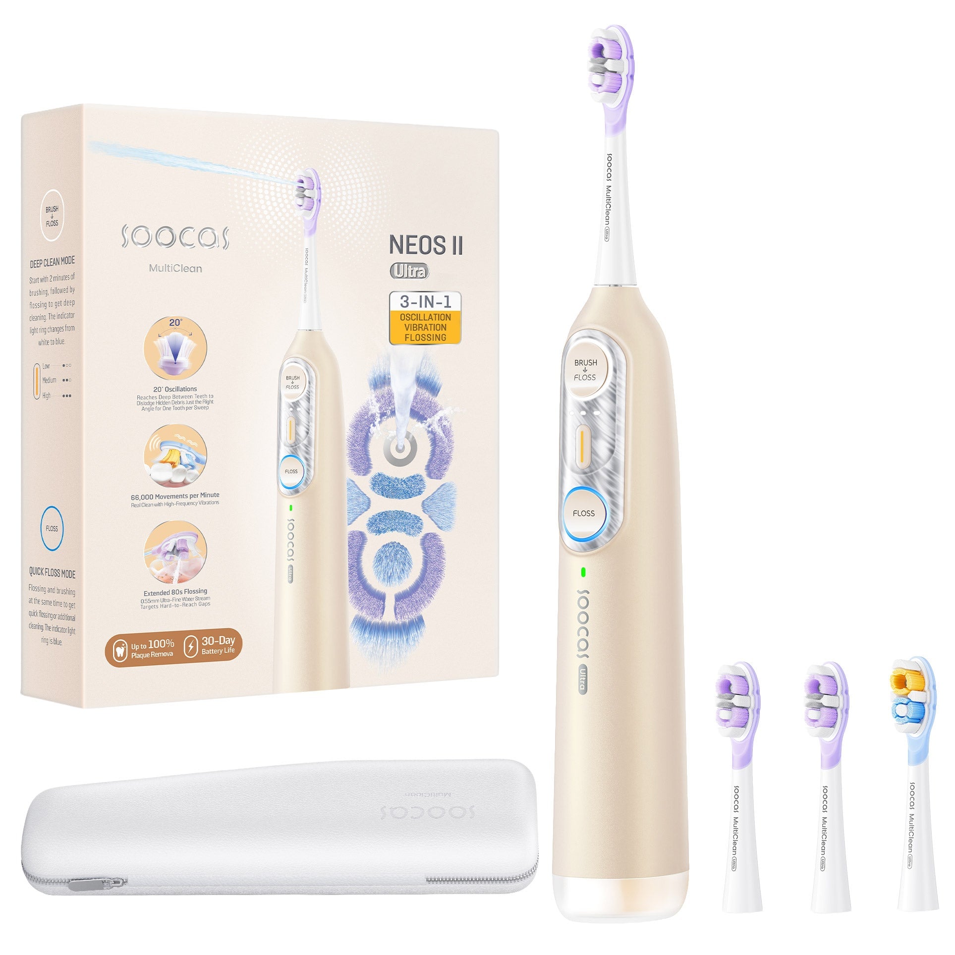 Soocas NEOS II Ultra Plus Electric Toothbrush with Water Flosser Combo Deal