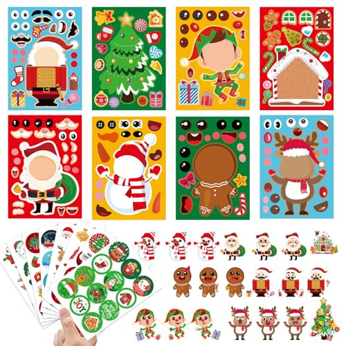Christmas Make a Face Stickers 32-Sheets