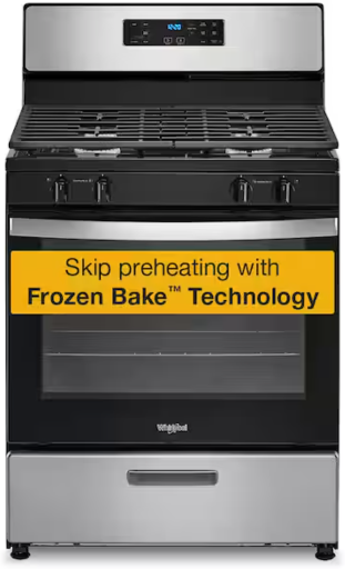 Whirlpool 30 in. 4 Burner Freestanding Gas Range in Stainless Steel