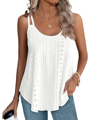 Spaghetti Straps Eyelet Tank Tops Deal