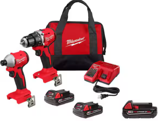 Milwaukee M18 18V Brushless Cordless Compact Drill/Impact Combo Kit (2-Tool) w/(3) 2.0Ah Batteries