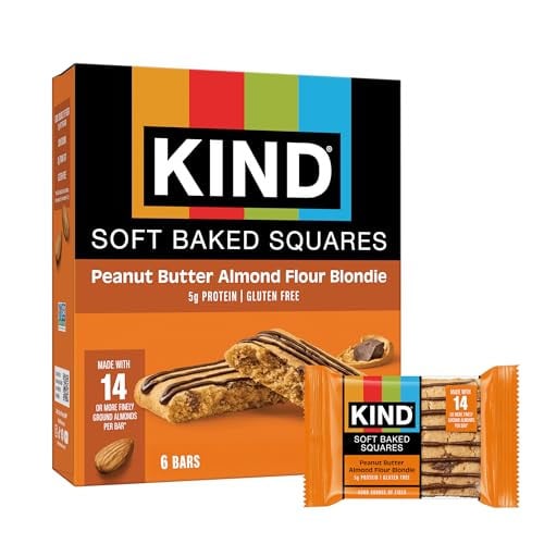 KIND Soft Baked Squares Peanut Butter Almond Flour Blondie Snack Bars 6-Count