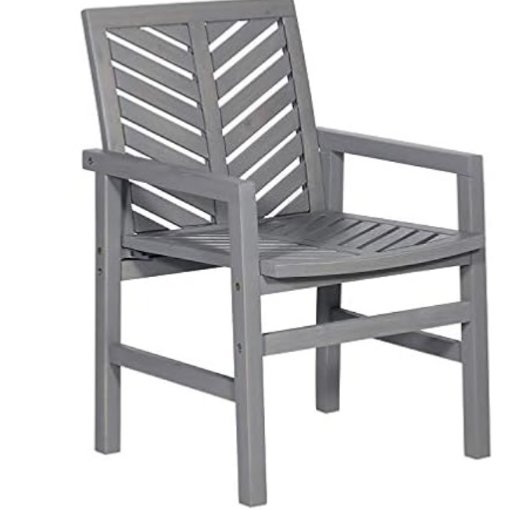 2-Pack Walker Edison Outdoor Patio Solid Acacia Wood Chevron Chair Set (Grey)