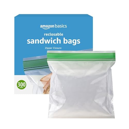 Amazon Basics Resealable Double Zipper Sandwich Storage Bags 300 Count, x4 Deal