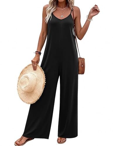Spaghetti Strap Long Pants Romper with Pockets Deal