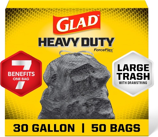 Glad Large 30 Gallon Trash Bags, 50 Count