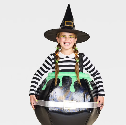 2pc Kids' Halloween Costume and Witch Cauldron Accessory Set
