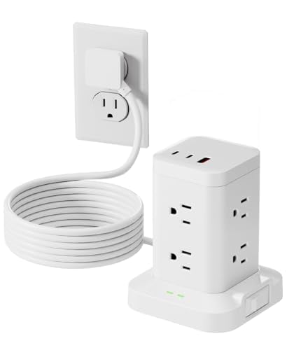 Power Strip Tower with Surge Protector 8 AC Outlets, USB-C Ports, 6ft Extension Cord Deal