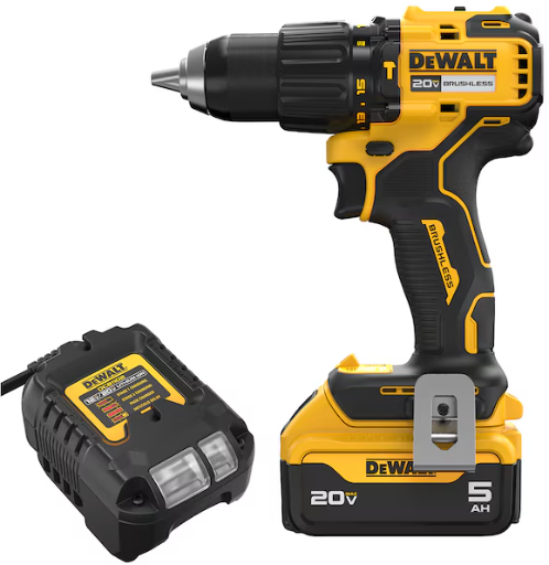 DEWALT 1/2-in 20-volt max Variable Speed Brushless Cordless Hammer Drill with 5ah battery Deal