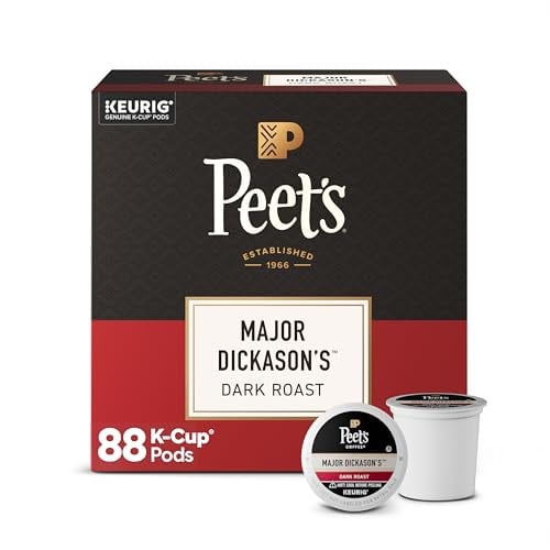 (Prime Deal) Peet's Coffee Major Dickason's Blend Dark Roast K-Cup Pods 88 Count