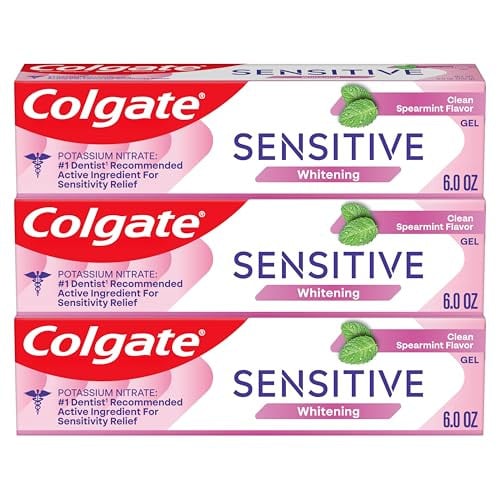 Colgate Whitening Toothpaste for Sensitive Teeth, Enamel Repair and Cavity Protection, Fresh Mint Gel, 6 Oz (Pack of 3) Deal