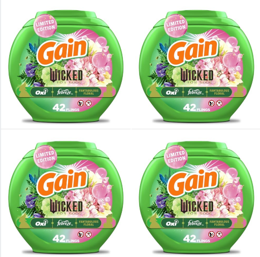 Gain Flings Laundry Detergent Pacs, 168Count - 4 Bottles 