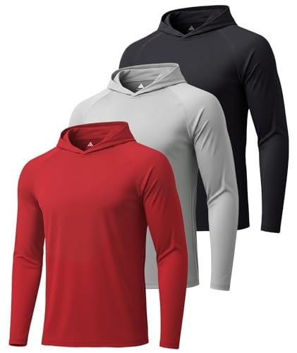 (Prime Deal) ZITY Men's Sun Protection Hoodie Shirt 3-Pack