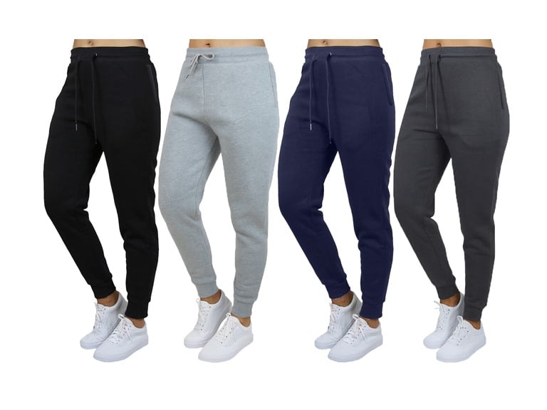 3-Pack Blue Ice Women's Fleece-Lined Joggers with Zipper Pockets Deal