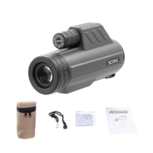 SCOKC Waterproof Monocular Telescope 12x32 Dark Grey
