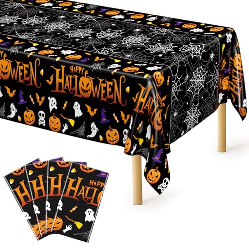 QZYL Halloween Disposable Plastic Tablecloths 4-Pack 54" x 108" Deal