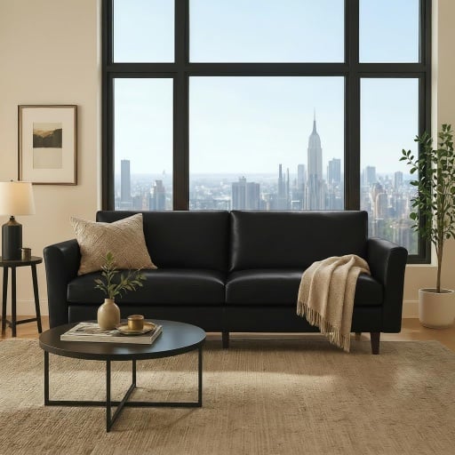 Kingfun 80 Inch Faux Leather Sofa Couch Deal