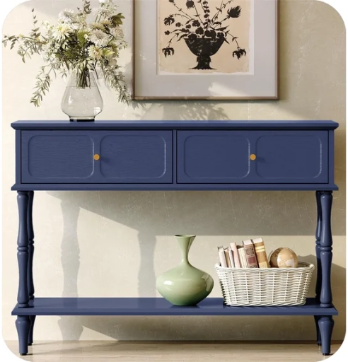HLR 47" Mid Century Console Table, Navy Blue Deal