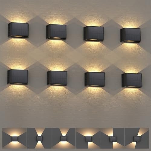 T-SUN Solar Fence Lights Outdoor 8-Pack 3000K Warm White