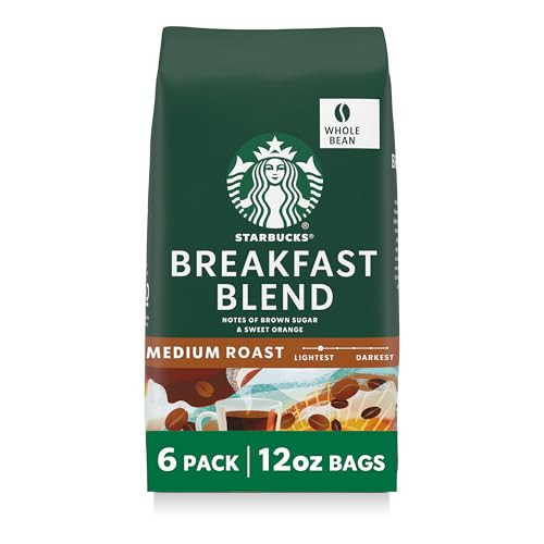 Starbucks Whole Bean Medium Roast Coffee (Breakfast Blend) 6-Pack