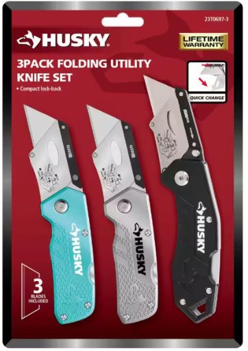 Husky Lock Back Utility Knife 3-Pack