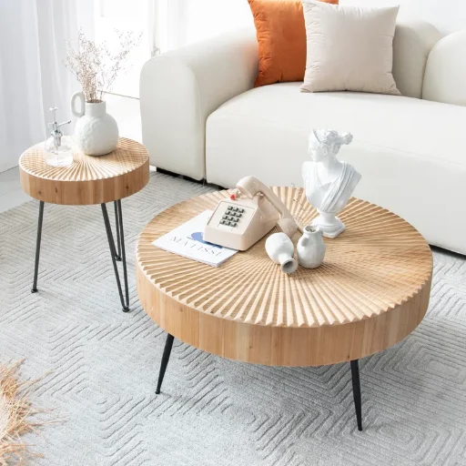 2-Piece Cozayh Round Coffee Tables (Radial Pattern)