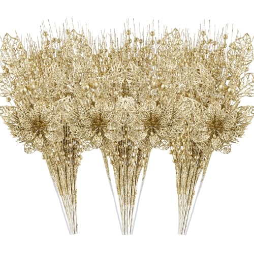 24 Pack Christmas Tree Ornaments - Artificial Flowers