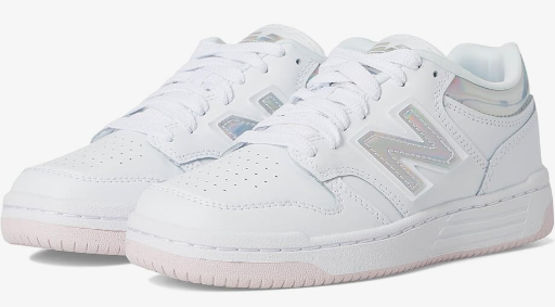New Balance Big Kids' B480 Shoes (White/Rose Sugar)