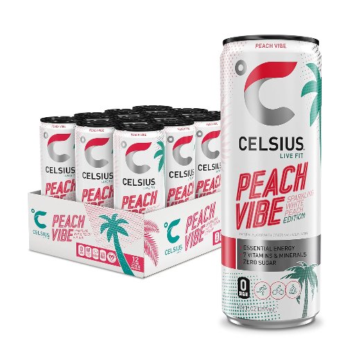 12-Pack 12-Oz CELSIUS Functional Essential Energy Drink (Sparkling Peach Vibe)