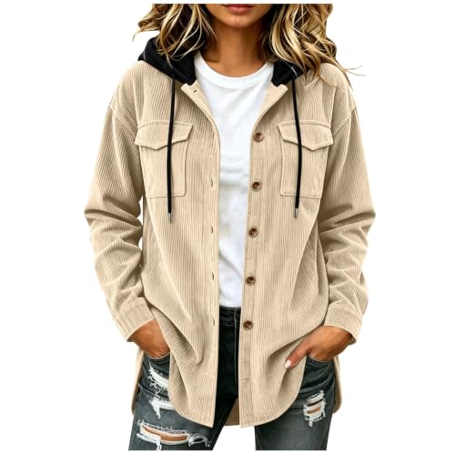 Women Hooded Corduroy Jacket Deal