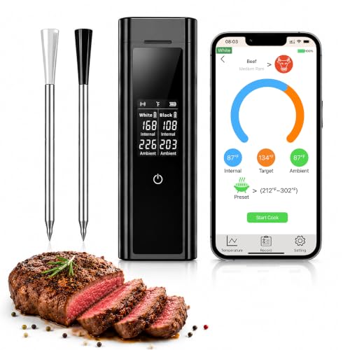 Wireless Bluetooth Meat Thermometer with Digital Display Base