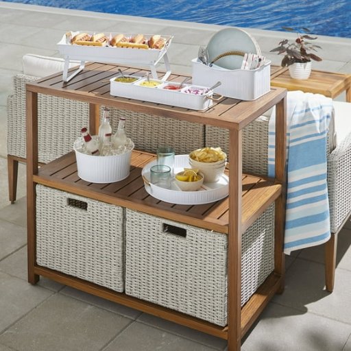 Better Homes & Gardens Davenport Outdoor Patio Rectangular Steel Console Table (Gray)