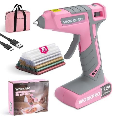 WORKPRO 7.2V Dual-Temp Cordless Hot Glue Gun Kit w/ 50 Glue Sticks, 2600mAh Battery Deal