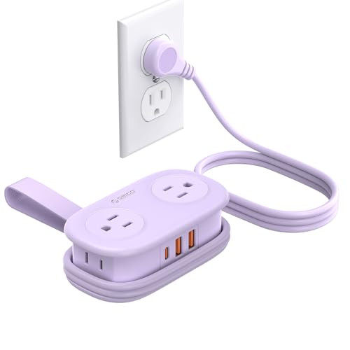 Purple Travel Power Strip PD20W with 4 AC Outlets 3 USB Ports (1 USB-C)