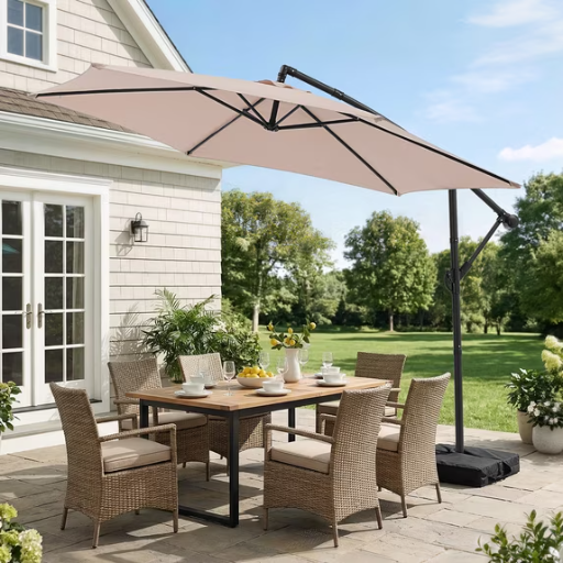 Autlaycil 10 FT Cantilever Patio Umbrella with Base Beige Deal