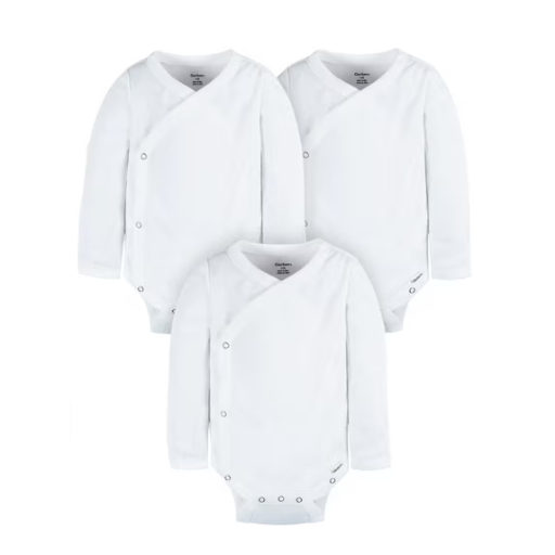 Gerber Baby Unisex White 100% Cotton Sidesnap Bodysuit 3-Pack