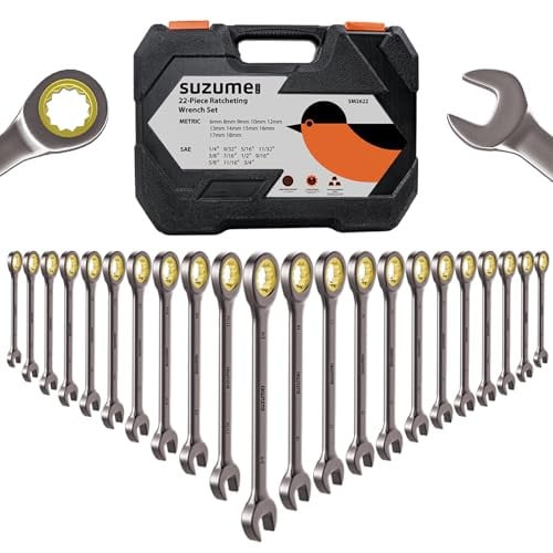SUZUME 22-Piece Ratchet Wrenches Set (72 Tooth SAE & Metric)
