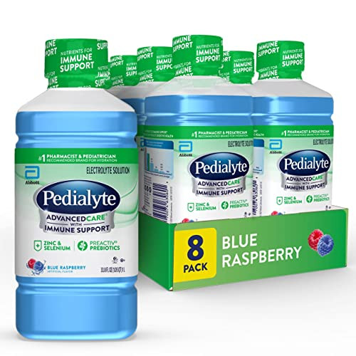 Pedialyte Blue Raspberry AdvancedCare Electrolyte Solution, 8 Pack,  33.8 Oz.